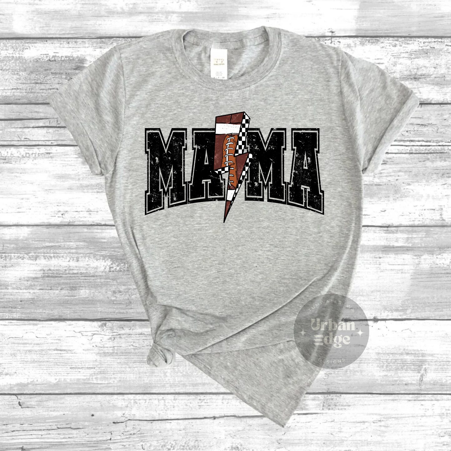 Distressed Mama Football bolt shirt