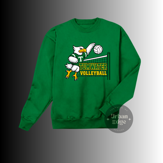 Green Crewneck THS Volleyball - Spike