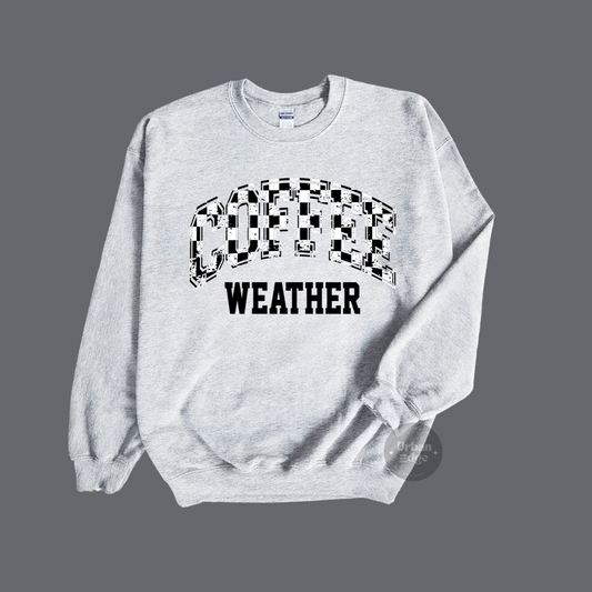 Coffee Weather checkered crewneck